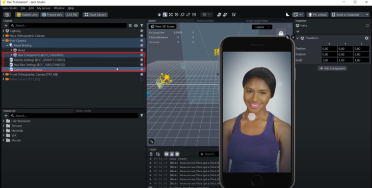 Lens Studio Hair Simulation