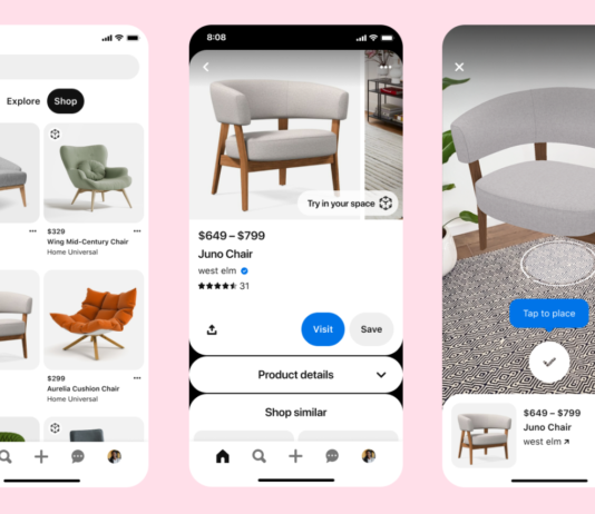 Pinterest implementa realidad aumentada para decoración en el hogar