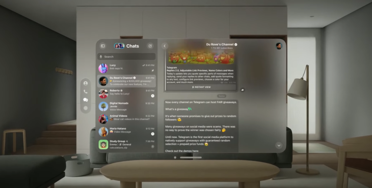 telegram apple vision pro
